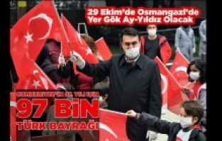 Cumhuriyetin 97. yılı için 97 bin türk bayrağı